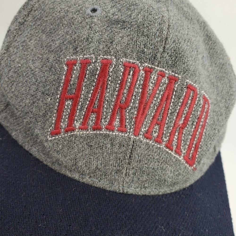 Vtg Broner Harvard Baseball Cap Hat 1-Sz Snapback Gray Blue Red  Logo USA Made